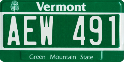 VT license plate AEW491