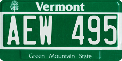 VT license plate AEW495