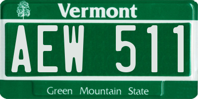 VT license plate AEW511
