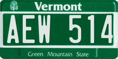 VT license plate AEW514