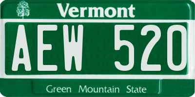 VT license plate AEW520