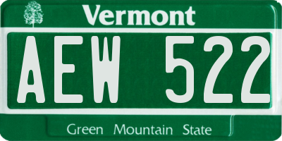 VT license plate AEW522