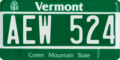 VT license plate AEW524