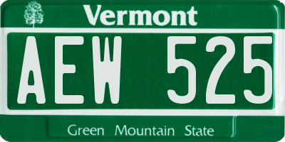 VT license plate AEW525