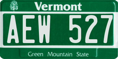 VT license plate AEW527