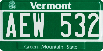 VT license plate AEW532