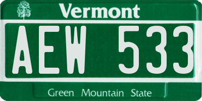 VT license plate AEW533