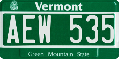 VT license plate AEW535