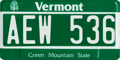 VT license plate AEW536