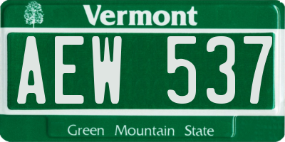 VT license plate AEW537