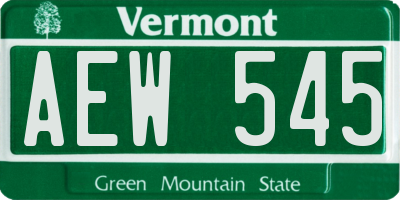 VT license plate AEW545