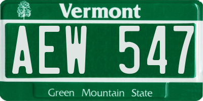 VT license plate AEW547