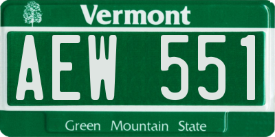 VT license plate AEW551