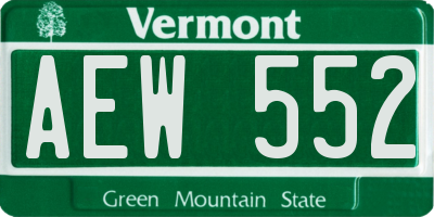 VT license plate AEW552