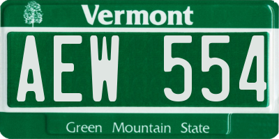 VT license plate AEW554