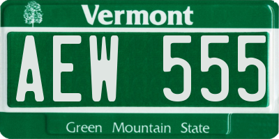 VT license plate AEW555