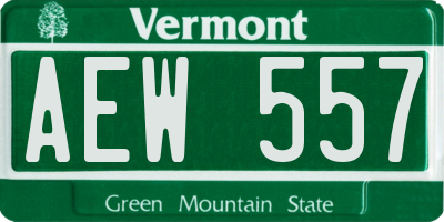 VT license plate AEW557