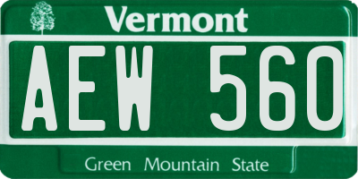 VT license plate AEW560