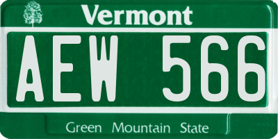 VT license plate AEW566