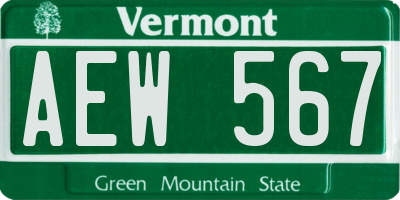 VT license plate AEW567