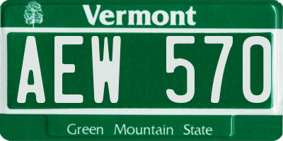 VT license plate AEW570
