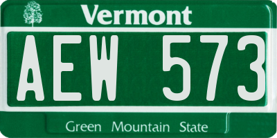 VT license plate AEW573