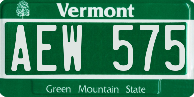 VT license plate AEW575