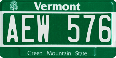 VT license plate AEW576