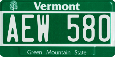 VT license plate AEW580