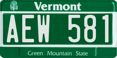 VT license plate AEW581