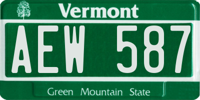 VT license plate AEW587
