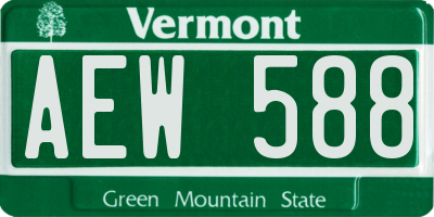 VT license plate AEW588