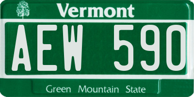 VT license plate AEW590