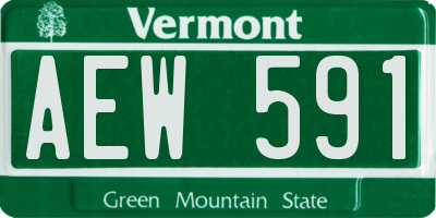VT license plate AEW591