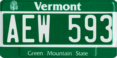 VT license plate AEW593