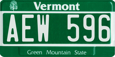 VT license plate AEW596