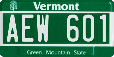 VT license plate AEW601