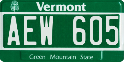 VT license plate AEW605