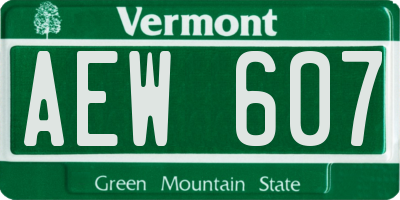 VT license plate AEW607
