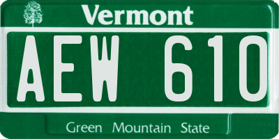 VT license plate AEW610