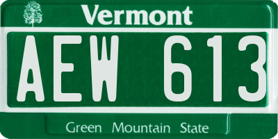 VT license plate AEW613