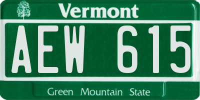 VT license plate AEW615