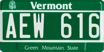 VT license plate AEW616