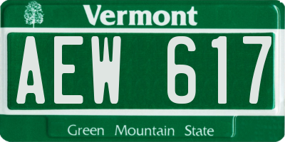 VT license plate AEW617