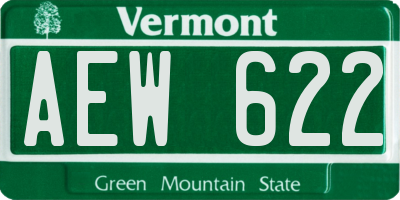 VT license plate AEW622
