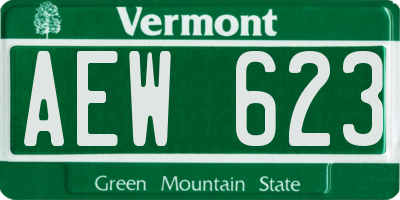 VT license plate AEW623