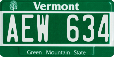 VT license plate AEW634