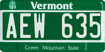 VT license plate AEW635