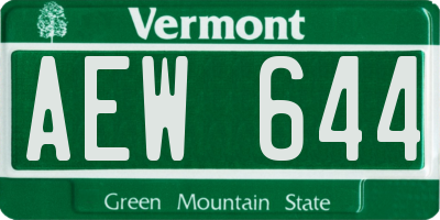 VT license plate AEW644