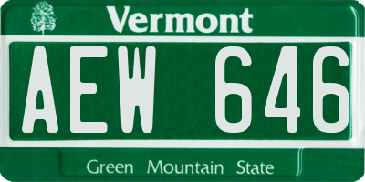 VT license plate AEW646